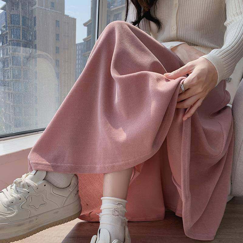 春秋新款潮流百搭半身裙女 显瘦木棉绒新款A字裙摆裙子高腰松紧裙,女装/女士精品,半身裙,淘宝优惠券,粉丝福利购,淘宝优惠卷