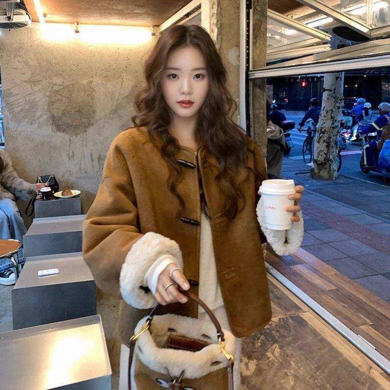 新款超好看两面穿麂皮绒今年流行羊羔毛绒皮毛一体外套女冬季,女装/女士精品,短外套,淘宝优惠券,粉丝福利购,淘宝优惠卷