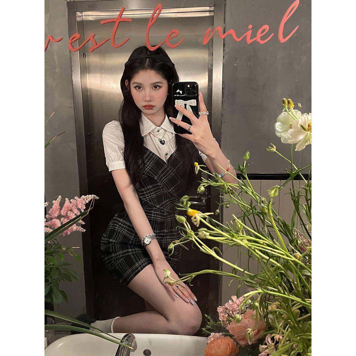 设计感假两件拼接polo领格子连衣裙女夏季修身显瘦学院风包臀短裙,女装/女士精品,连衣裙,淘宝优惠券,粉丝福利购,淘宝优惠卷