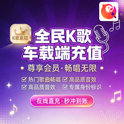 全民k歌车载端vip会员1年激活兑换码奥迪IOT蔚来车机比亚迪方程豹