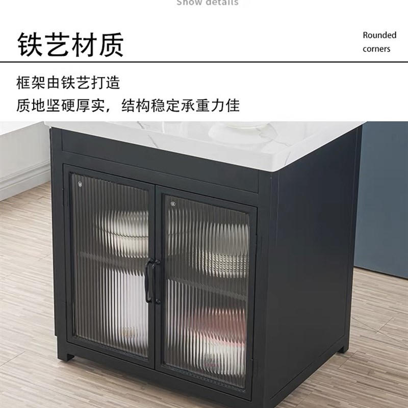 轻奢大理石伸缩h中岛台餐桌一体开放式厨房家用多功能料理吧台定