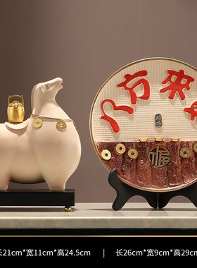 马上有钱c招财马摆件博古架办公室老板桌装饰工艺品开业乔迁礼物