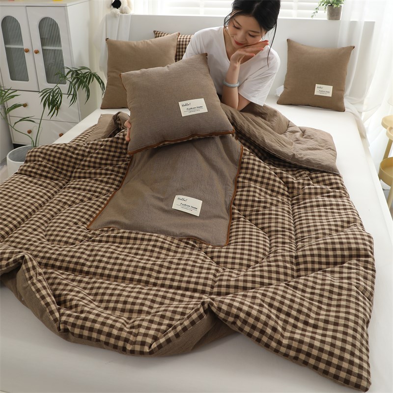 日式简约A类全棉抱枕被两用x车载靠垫办公室午睡便携二合一枕头被