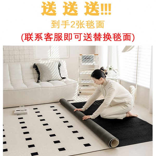 地毯客厅可机洗双层可拆洗奶油风沙发茶几地垫加厚双层可拆卸地毯