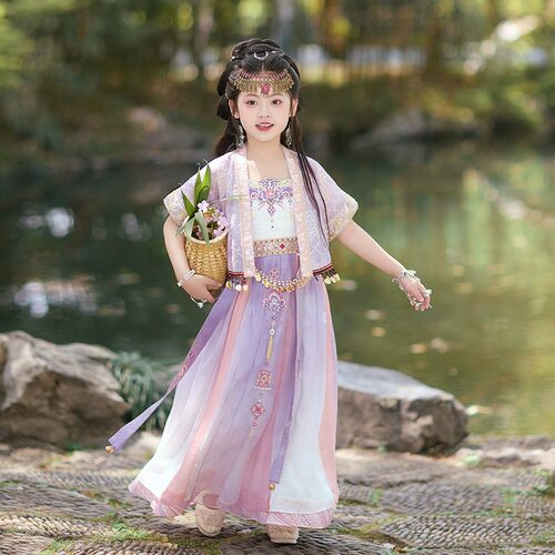 女童汉服紫萱同款民族异域风套装