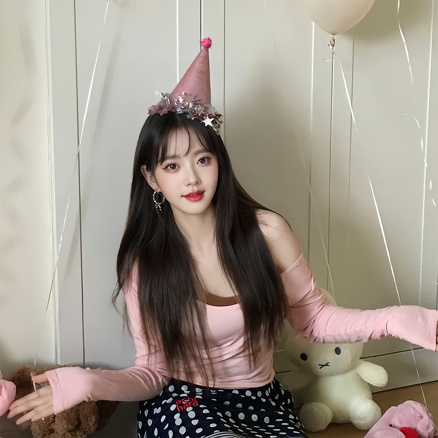 小红书同款超闪鎏金少女粉星星生日帽发饰生日派对氛围感装饰道具