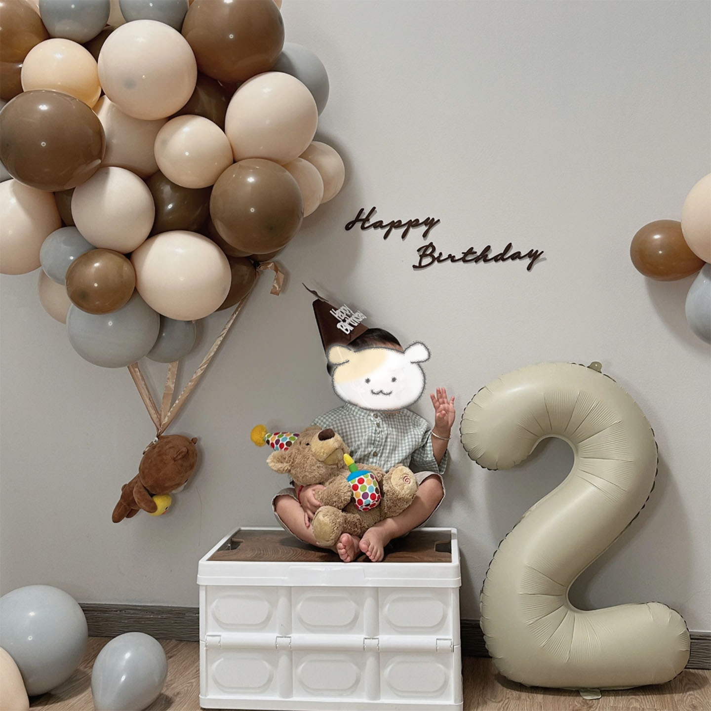 韩系ins风32寸奶油色焦糖色数字气球儿童生日派对仪式感装饰布置