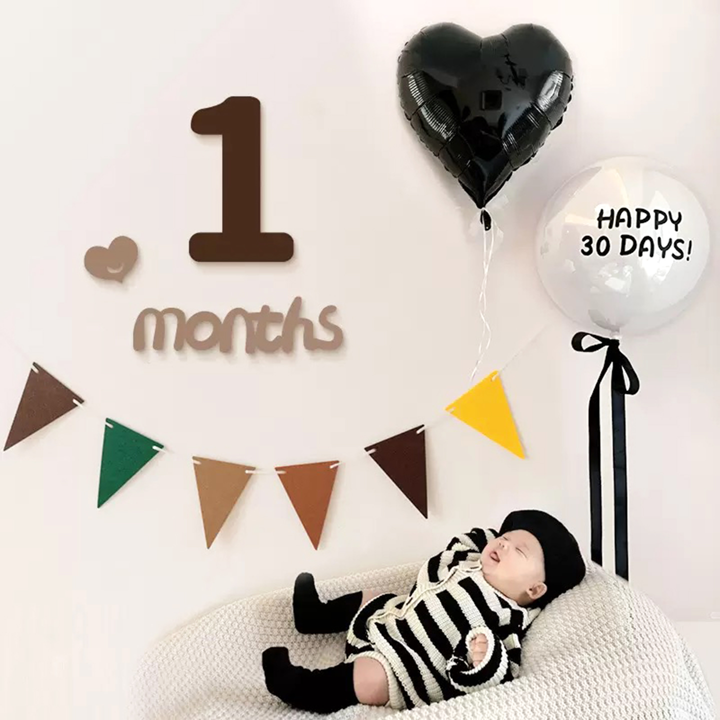 宝宝满月百天布置拍照装饰气球道具婴儿男女孩仪式感背景墙布置