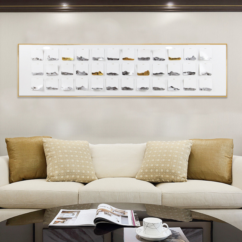 横幅客厅沙发背景装饰画卧室床头挂画样板间实物画别墅抽象立体画