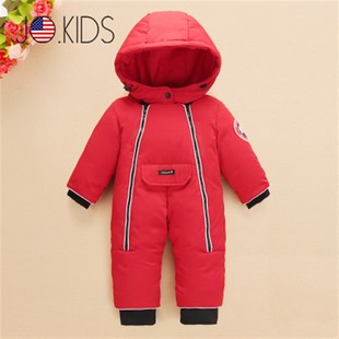 婴儿羽绒服连身衣男女宝宝0新生儿3岁连身外出服儿童抱衣冬