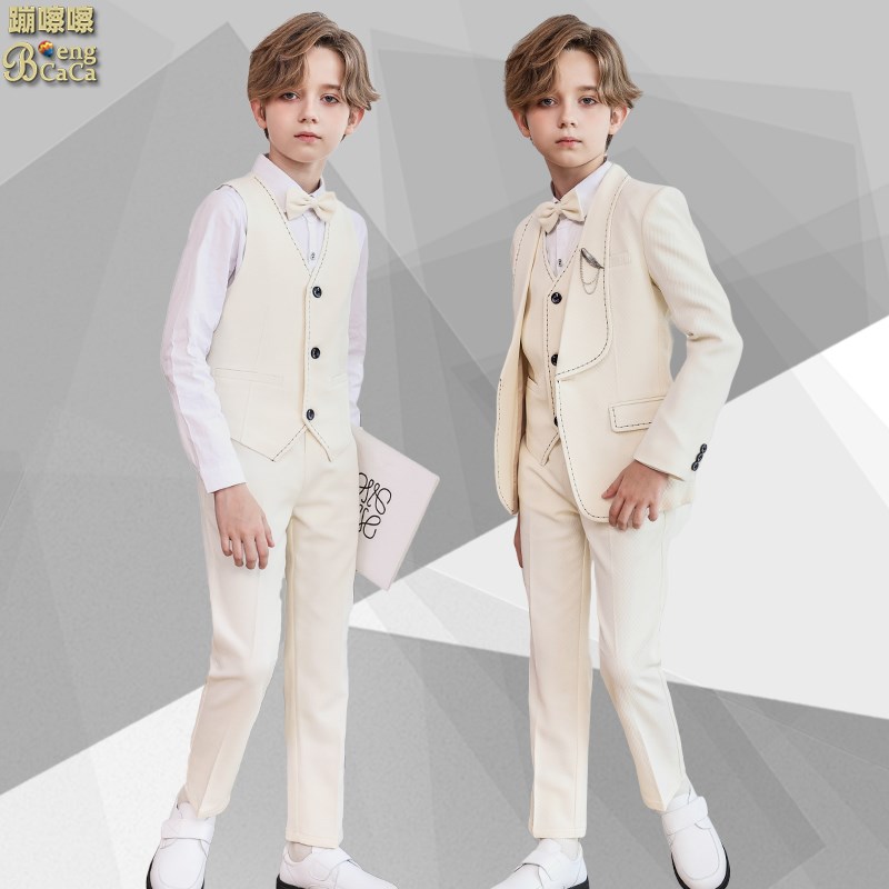 儿童西装礼服男童主持钢琴演出秋冬西服男孩花童婚礼走秀朗诵服装
