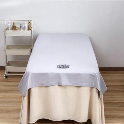 新款白色美容院床单纯棉简约床罩隔脏套件加厚单件带洞可定做logo