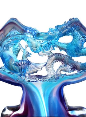 琉璃龙凤好缘中式摆件居家摆放装饰乔迁生意伙伴送礼乔迁结婚礼品