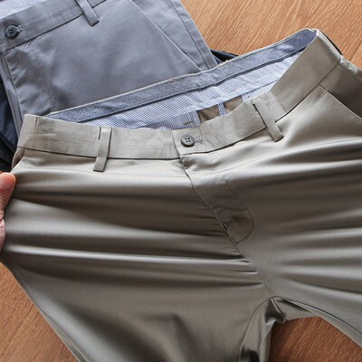 质感高级!天丝混纺!垂坠顺滑!春秋轻商务纯色百搭直筒休闲裤男