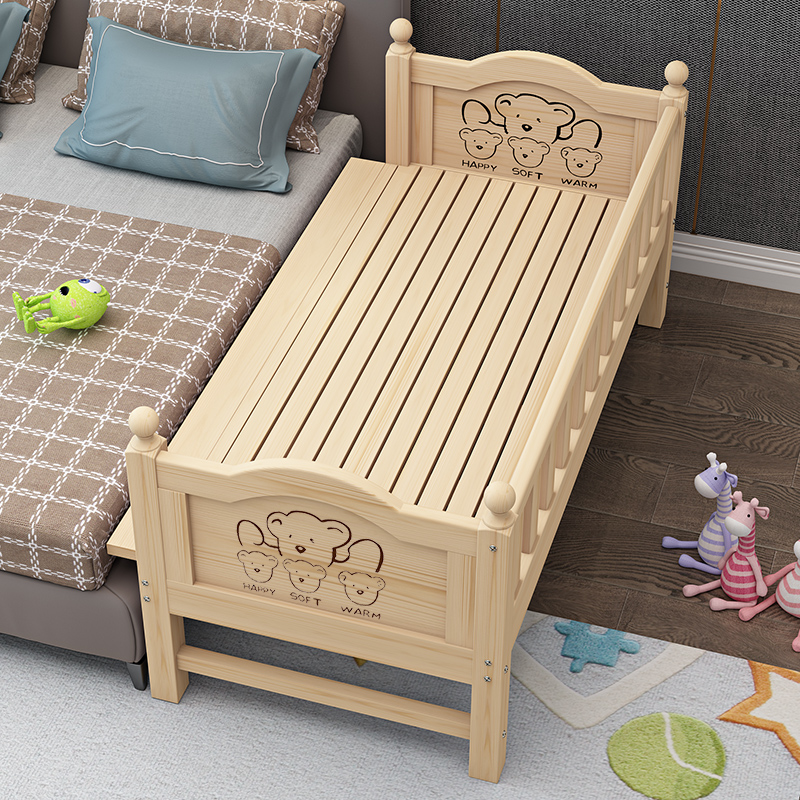 实木儿童床男孩单人床女孩公主婴儿床拼接大床加宽床边小床带护栏