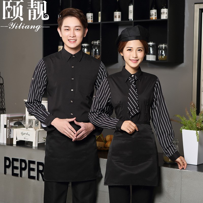 服务员工作服长袖女春装咖啡西餐厅饭快餐店餐饮制服蛋糕店短袖