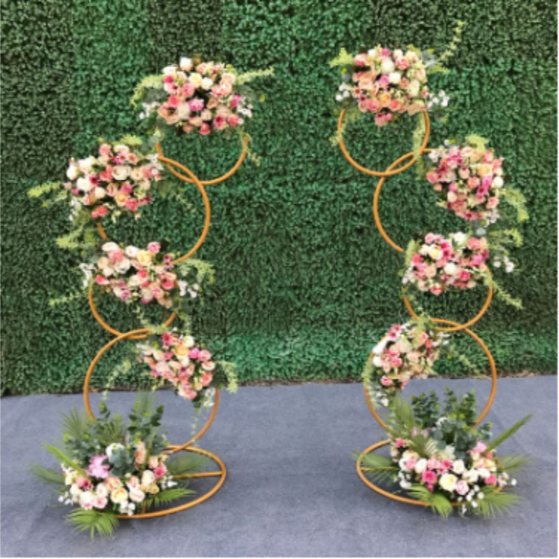 新款婚庆道具拱门铁艺圆环花架 开业店庆活动路引装饰花艺摆件