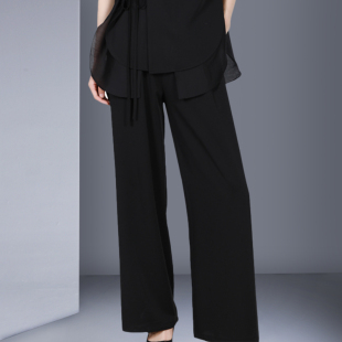 新款 套装 黑色西装 两件套简约复古时尚 气质显瘦拼接阔腿裤 2023夏季