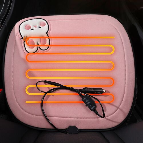 卡通汽车加热坐垫usb接口冬季毛绒车载单片12V电热后排座椅垫保暖