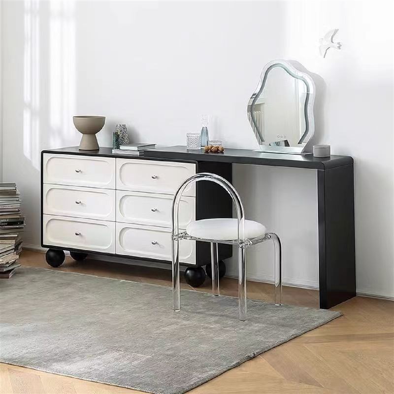 烤漆梳妆台实木卧室家用型覆古风斗柜轻奢化妆台收纳柜一体化妆桌