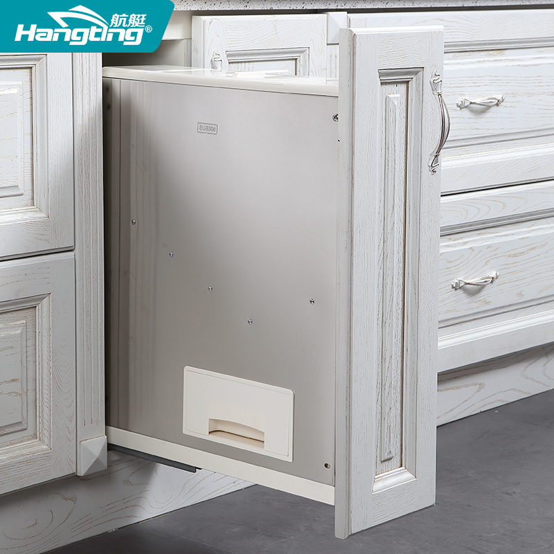 航艇橱柜嵌入式米箱304不锈钢 厨房家用抽屉式储米箱米桶米柜拉篮