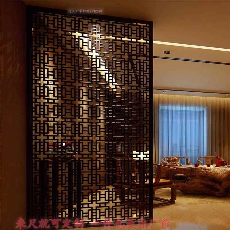 定制不锈钢现代简约屏风酒店大堂玻璃金属隔断售楼部楼盘雕花玄关