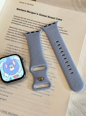 杰瑞与汤姆适用苹果手表表带iwatchs11/10/9硅胶Apple/Ultra蓝SE