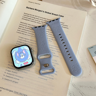 杰瑞与汤姆适用苹果手表表带iwatchs11/10/9硅胶Apple/Ultra蓝SE