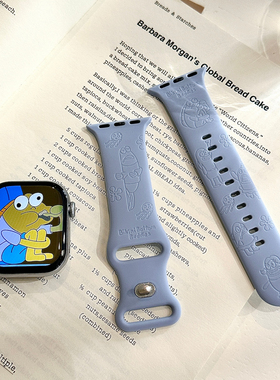 比奇堡适用苹果手表表带iwatchs11/10/9硅胶Apple/Ultra丑鱼SE蓝