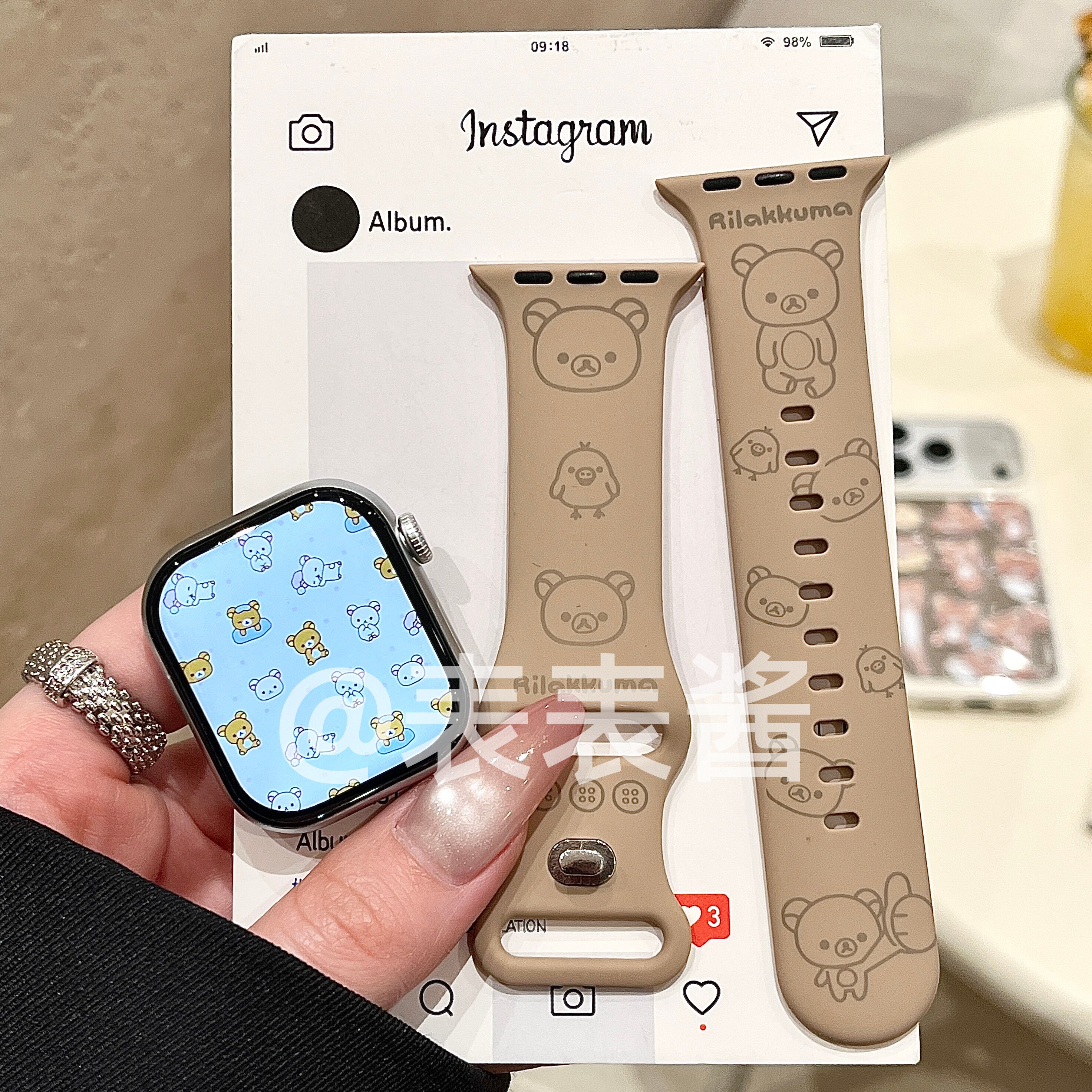 轻松熊可爱熊适用苹果手表表带iwatchs11/s10硅胶Apple/Ultra3/2图片