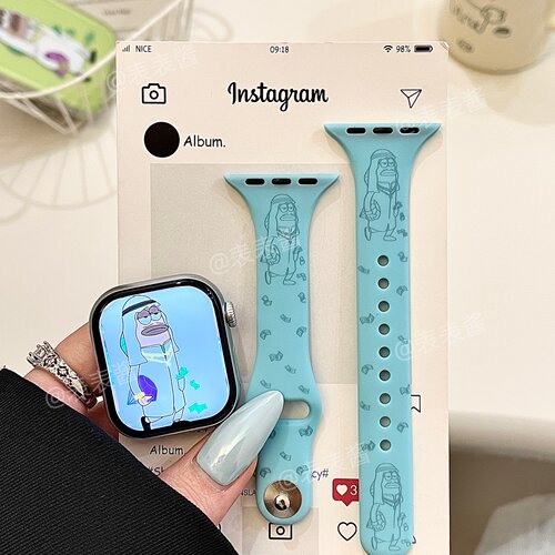 迪拜丑鱼小蛮腰适用iwatchs11/10苹果手表表带s9硅胶7Applewatch8