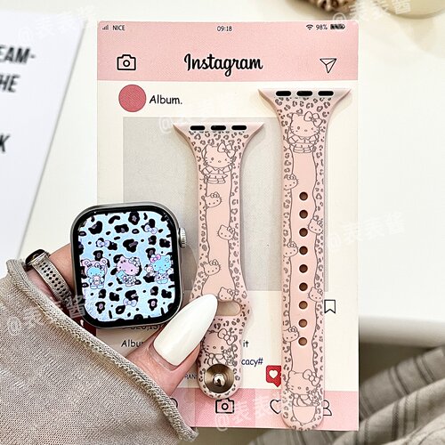 小蛮腰豹纹猫咪适用iwatchs12/11苹果手表表带10硅胶Applewatch9
