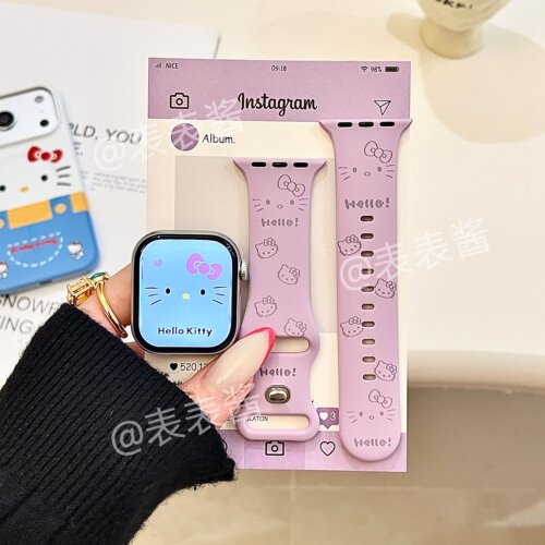 爆款猫咪表情适用iwatchs11/10苹果手表表带SE硅胶Applewatchs9/8