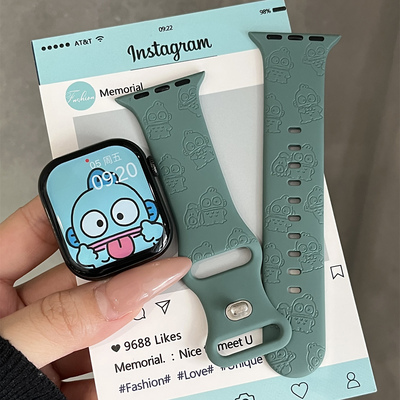 小丑鱼适用苹果手表表带iwatchS11/10/9硅胶Apple/2ultra松针绿SE