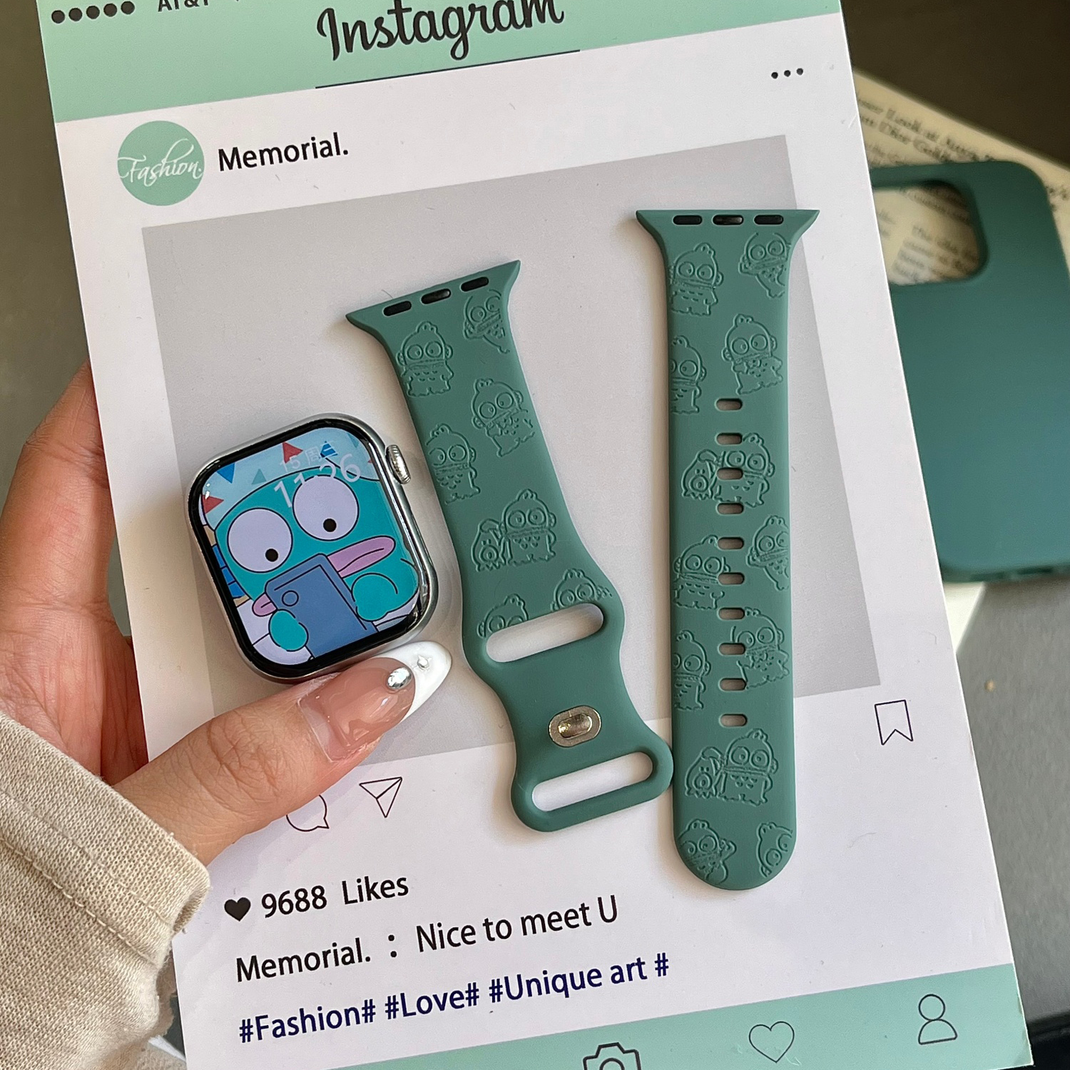 丑鱼汉顿适用苹果手表表带iwatchS11/10/9硅胶Apple松绿2ultra/SE