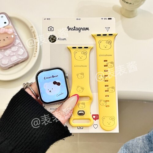 小熊头适用iwatchs11/10苹果手表表带Ultra硅胶Applewatchs9/8/7