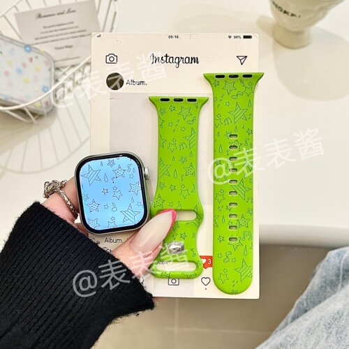 音符星星适用iwatchs11/10苹果手表表带Ultra硅胶Applewatchs9/8