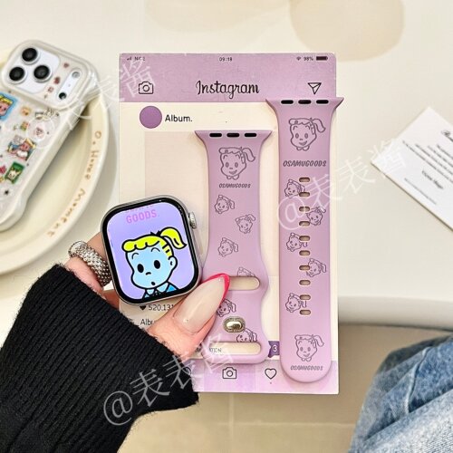 原田治女孩熏衣紫适用iwatchs11/10苹果手表表带硅胶Applewatchs9