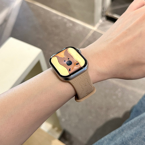 柿子椒熊适用苹果手表表带iwatchS11/10/9硅胶Apple/2ultra浅棕SE