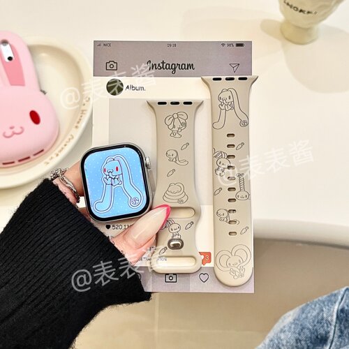 甜酷泛用兔适用iwatchs11/10苹果手表表带SE硅胶Applewatchs9/8/7