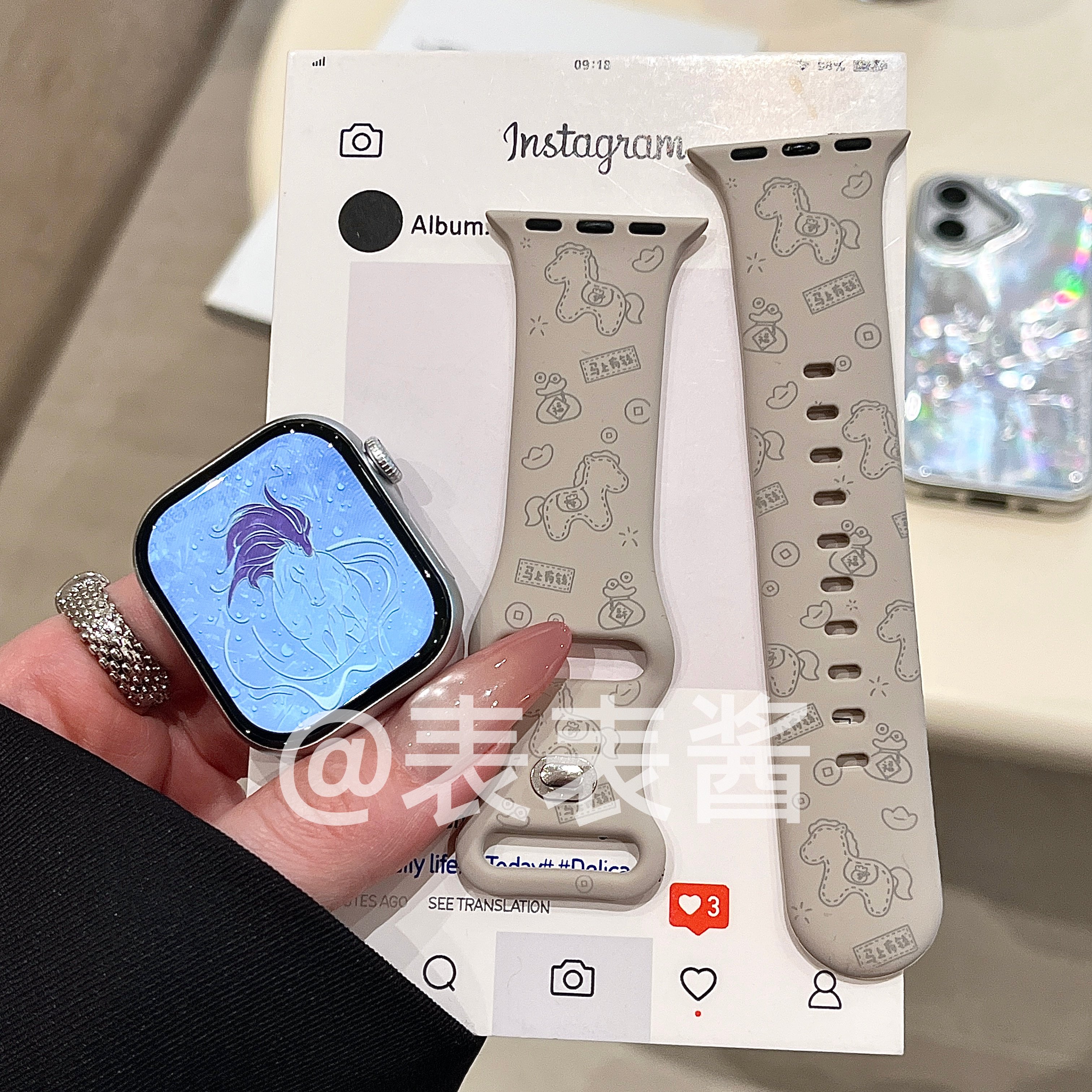 星光色马上有钱适用苹果手表表带iwatchs11/s10硅胶Apple/Ultra3,智能设备,智能手表手环表带/腕带,淘宝优惠券,粉丝福利购,淘宝优惠卷