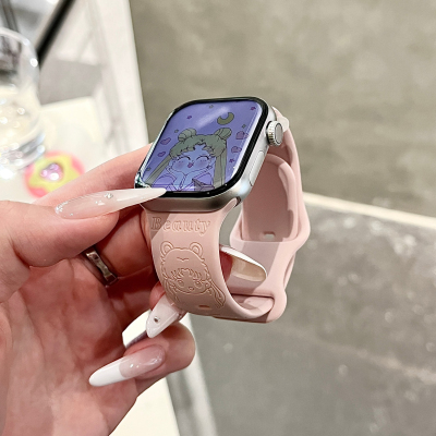 美少女战士适用苹果手表表带iwatchS11/10/9硅胶Apple粉2ultra/SE