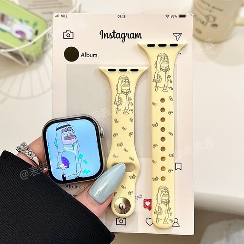 迪拜丑鱼小蛮腰适用iwatchs11/10苹果手表表带s9硅胶8Applewatch7