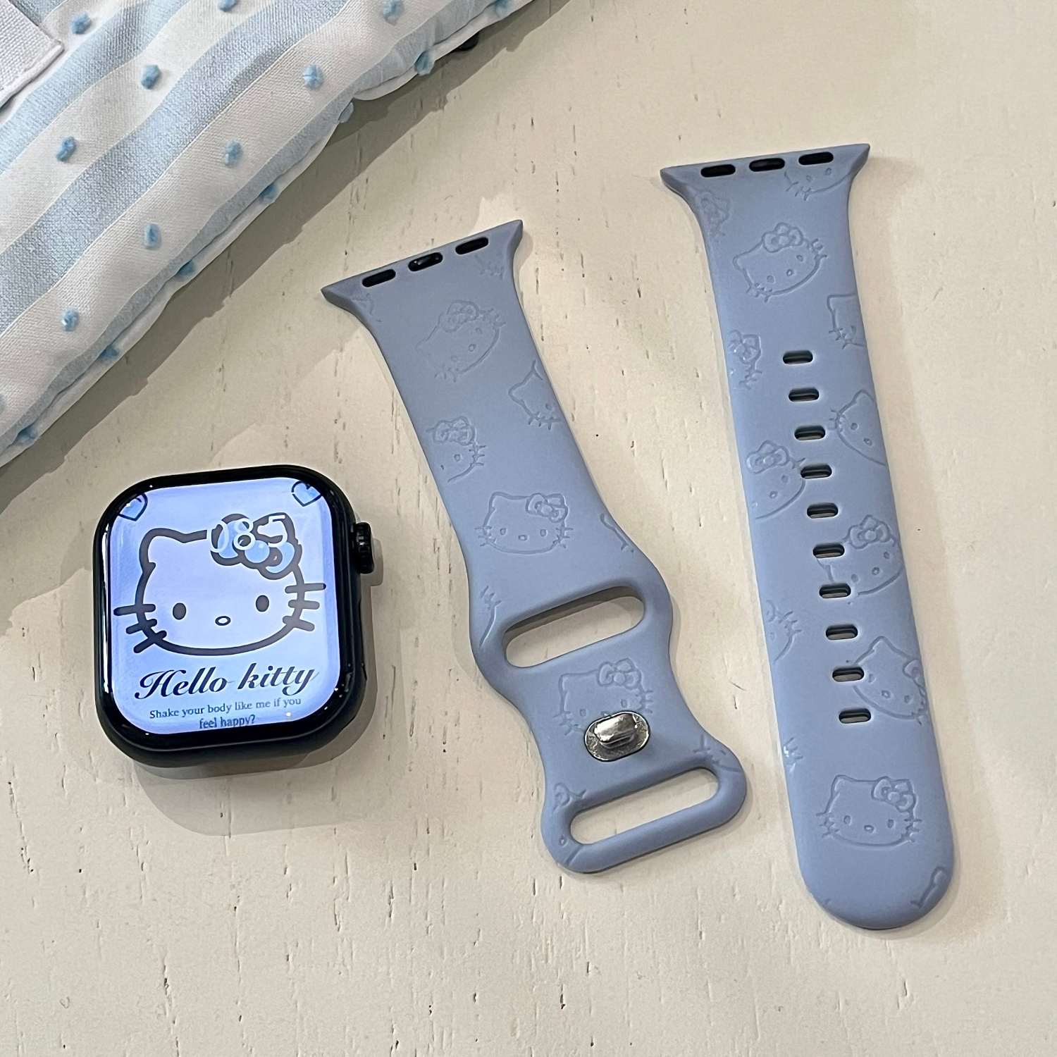 Kitty猫适用苹果手表表带iwatchS11/10/9硅胶Apple浅蓝2ultra/SE