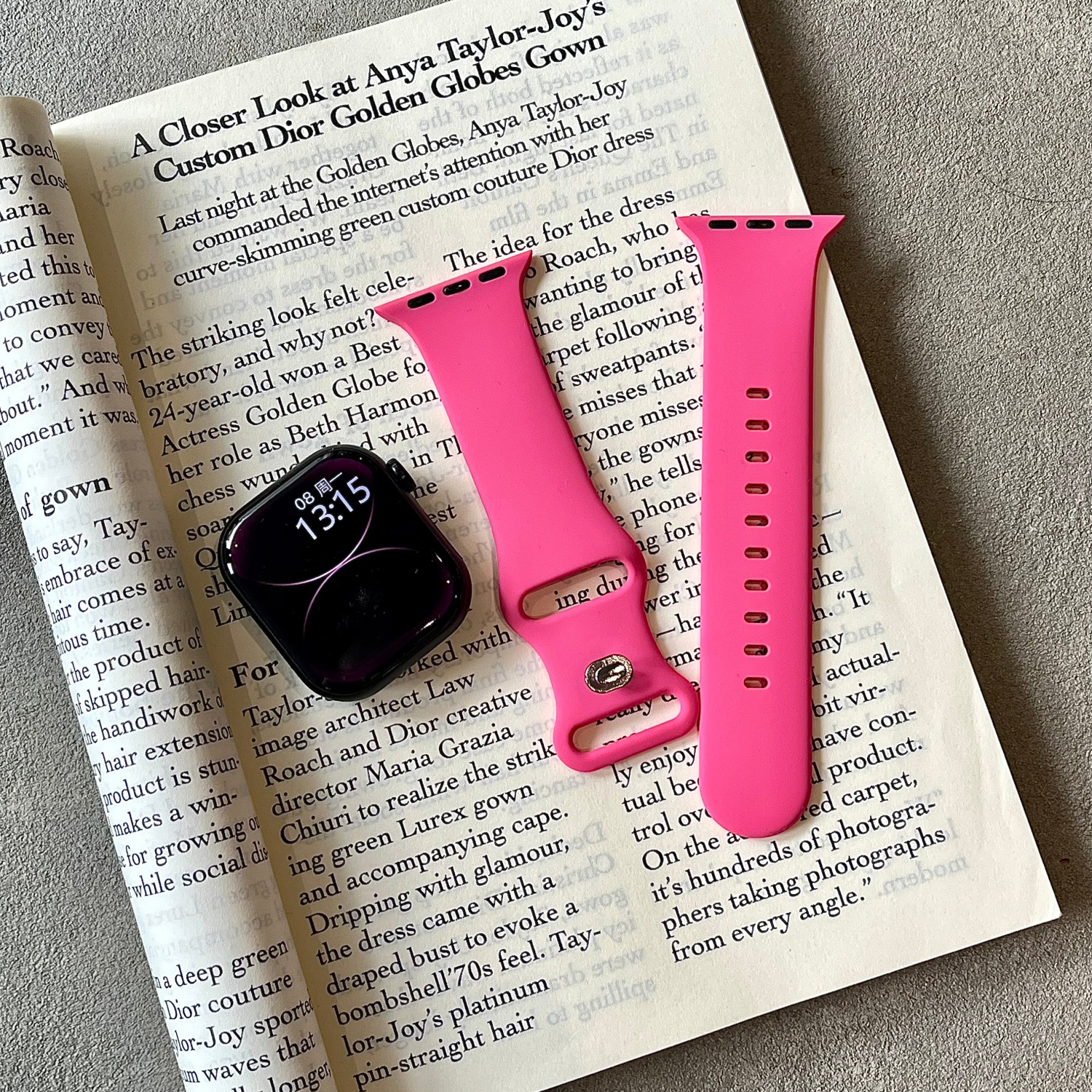 韩系玫红适用苹果手表表带iwatchS11/10/9硅胶Apple小众2ultra/SE