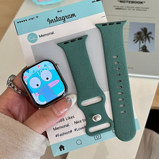 人鱼汉顿适用苹果手表表带iwatchS11/10/9硅胶Apple松绿2ultra/SE