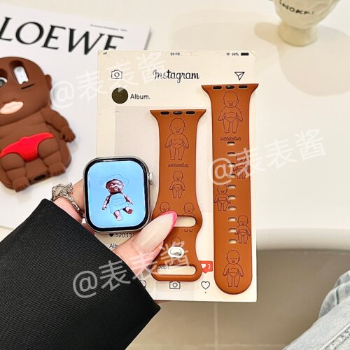 棕色娜塔莎适用iwatchs11/10苹果手表表带SE硅胶Applewatchs9/8/7