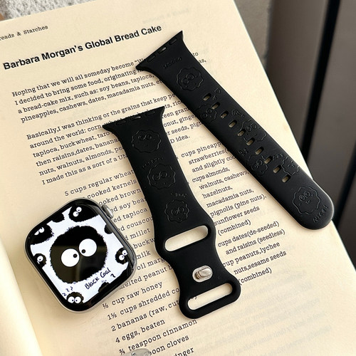 小煤球适用苹果手表表带iwatchs11/10/9硅胶Apple/Ultra高级黑SE