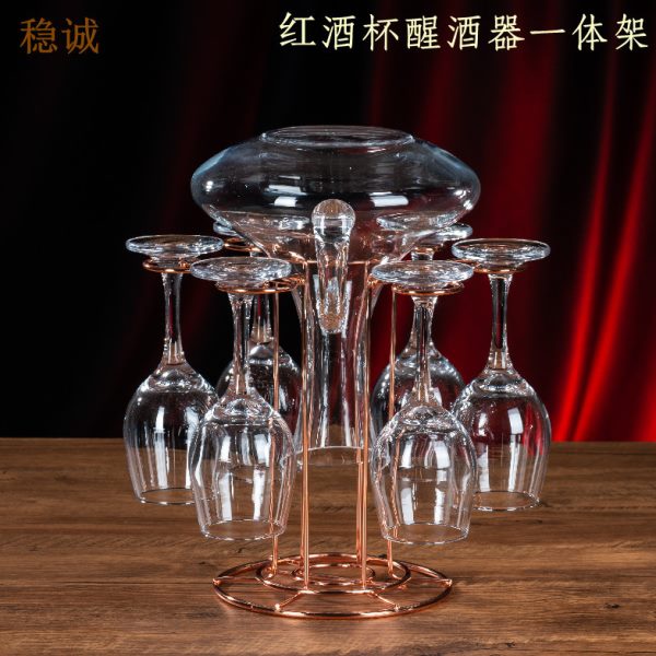 家用红酒杯架高端收纳架红酒杯架倒挂葡萄酒杯醒酒器一体支架厂家
