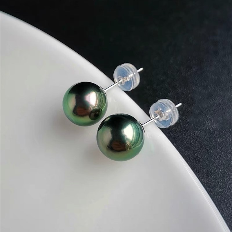 多款可选 92i5银黑珍珠耳钉大溪地孔雀绿耳钉黑珍珠耳坠黑珍珠耳